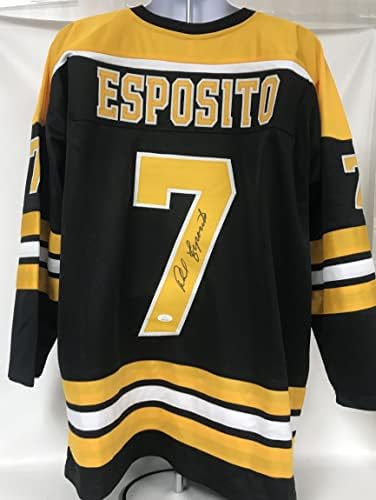 Phil Esposito Потпишан Autographed Бостон Црна Хокеј Џерси - JSA ГРБ